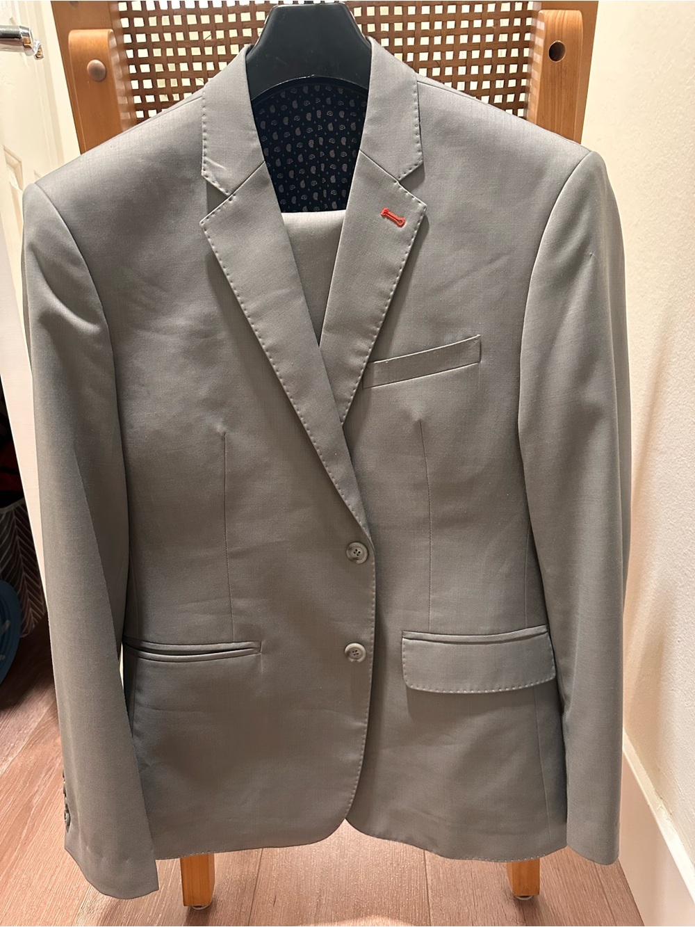 Men's Light Gray Two-Button Blazer - custom made Italian fabric